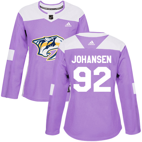 Adidas Predators #92 Ryan Johansen Purple Authentic Fights Cancer Women's Stitched NHL Jersey - Click Image to Close
